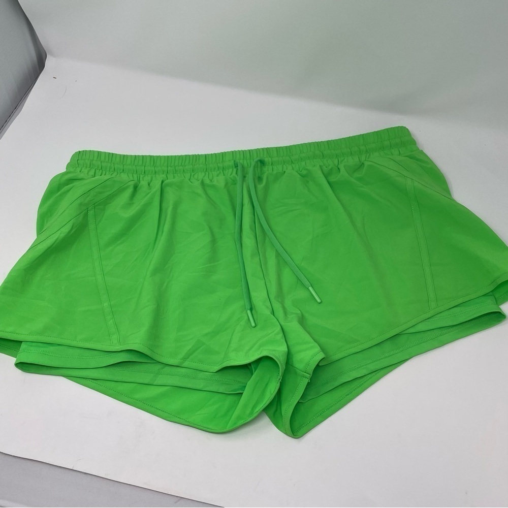 Zyia Bright Neon Green Velocity Lined Athletic Shorts
